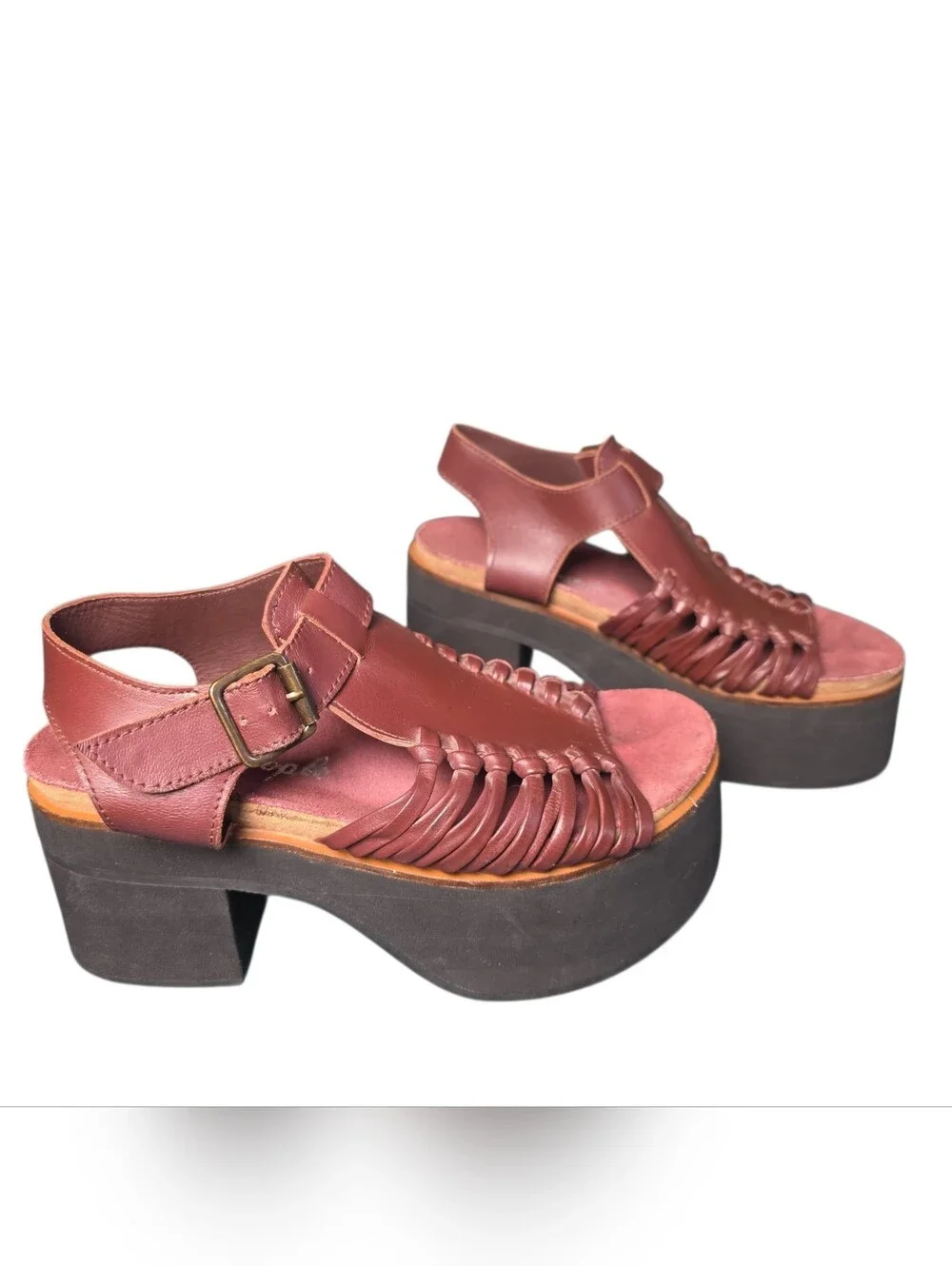 Free People Boho, Platform Huarache Sandals in Brick Red - Women's, Size 7.